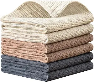 QUILTINA Cotton Kitchen Towels Absorbent Dish Towels Set, Waffle Weave Hand Towels, Ultra Soft Di... | Amazon (US)