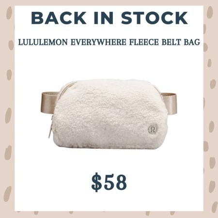 Back in stock at Lululemon! The trendiest belt bag!

#LTKunder100 / LTKunder50 / LTKworkwear / LTKtravel / LTKHoliday / LTKsalealert / lululemon / belt bag / lululemon belt bag / fleece belt bag / it bag / handbag / lululemon finds / trendy bags / fleece belt bags / trendy fashion / trendy bag / it bags / back in stock / sale alert / on sale / sale / autumn bag / fall bag / fall bags / autumn bags / in stock

#LTKstyletip #LTKSeasonal #LTKitbag