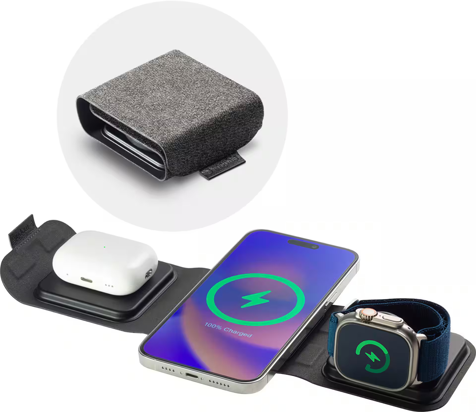mophie - 3-in-1 Travel Charger with MagSafe for Apple iPhone, AirPods Pro/AirPods, and Apple Watch - Black | Best Buy U.S.