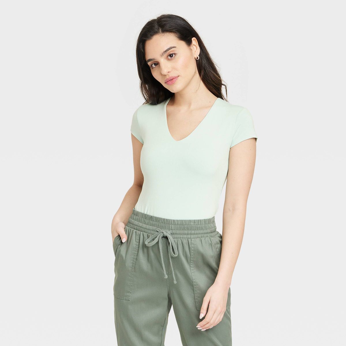 Women's Slim Fit Short Sleeve V-Neck T-Shirt - A New Day™ | Target