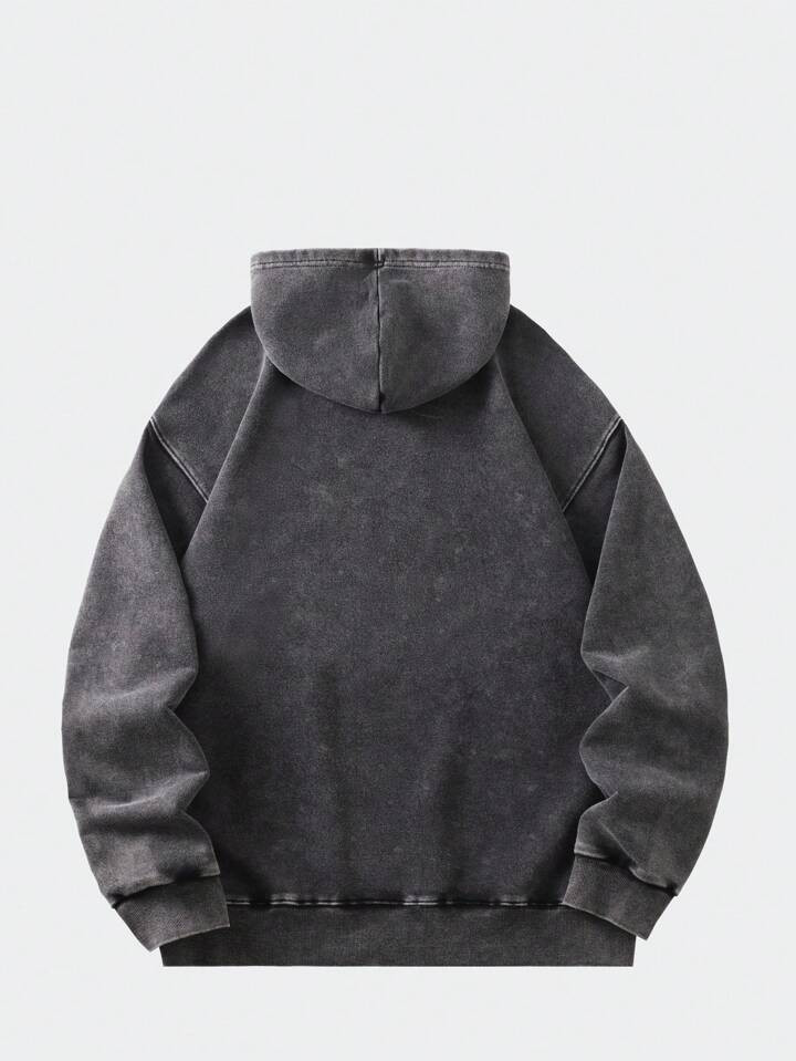 ROMWE MEN Street Life Men Vintage Washed Oversized Hoodie Sweatshirt (With Reinforced Neckline, H... | SHEIN