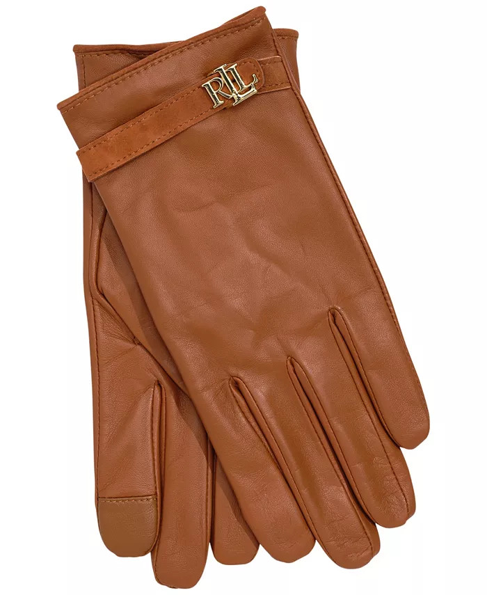 Logo Belt Leather Gloves | Macy's