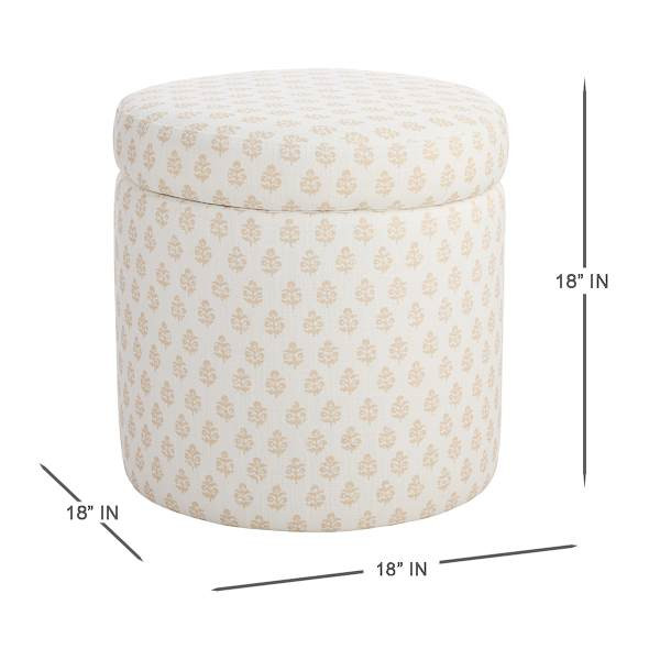 Eva Storage Ottoman, Taupe Blockprint | At Home