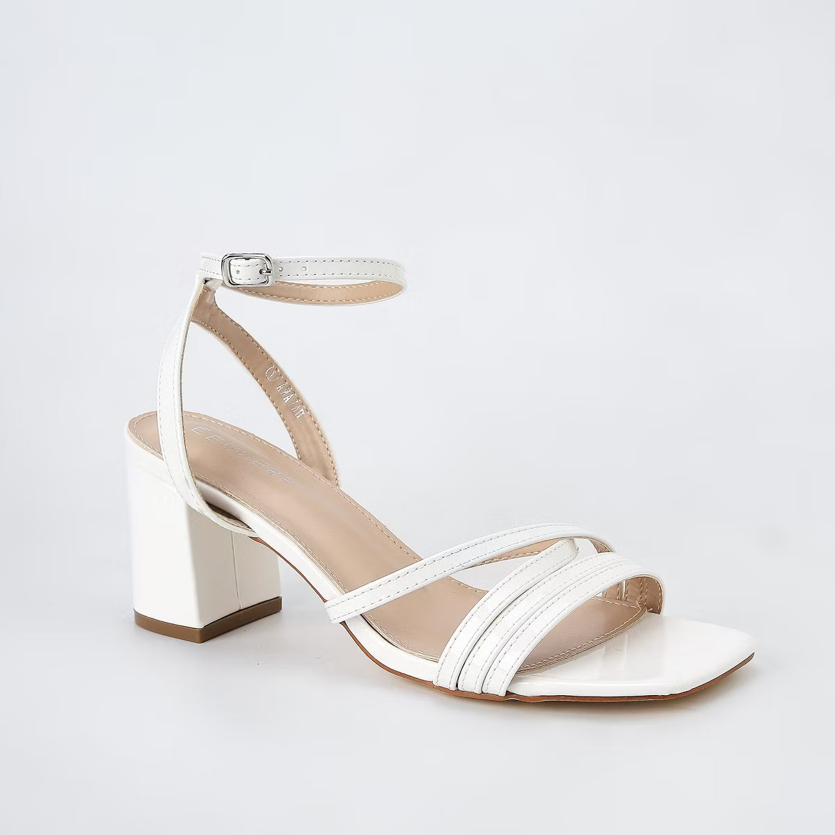 Berness Women's Havana Glossy Strappy Block Heels White 9 | Target