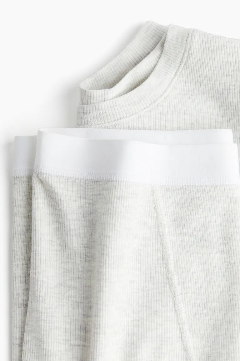 Pajama T-shirt and Boxer Shorts - Light gray melange - Ladies | H&M US | H&M (US + CA)