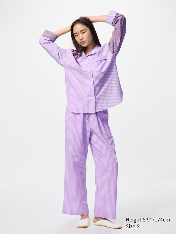 Cotton Pyjamas (Patterned, Long Sleeve) | UNIQLO (UK)