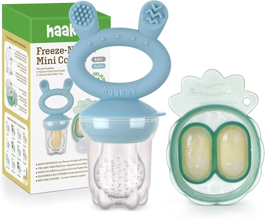 Haakaa Baby Fruit Food Feeder & Mini Freezer Nibble Tray Combo, Breastmilk Popsicle Molds for Bab... | Amazon (US)