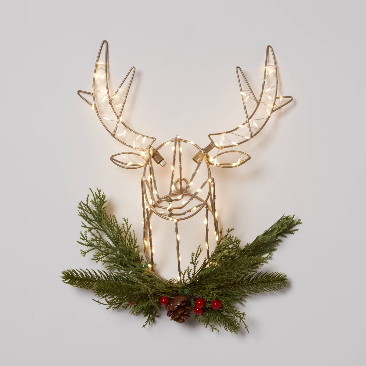 LED Dewdrop Deer Head with Faux Greenery Christmas Novelty Silhouette Light - Wondershop™ | Target