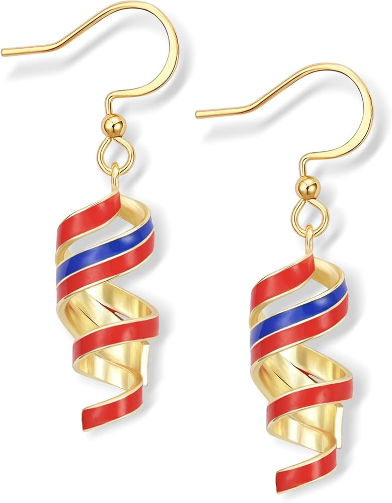 Gold Dangle Earrings for Women - 4th of July Patriotic American Flag Earrings Cute Gifts for Inde... | Amazon (US)