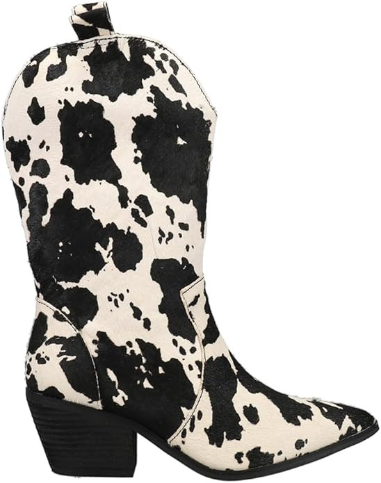 Dingo Womens Live A Leather Cow Printed Snip Toe Casual Boots Mid Calf Low Heel 1-2" - Green | Amazon (US)