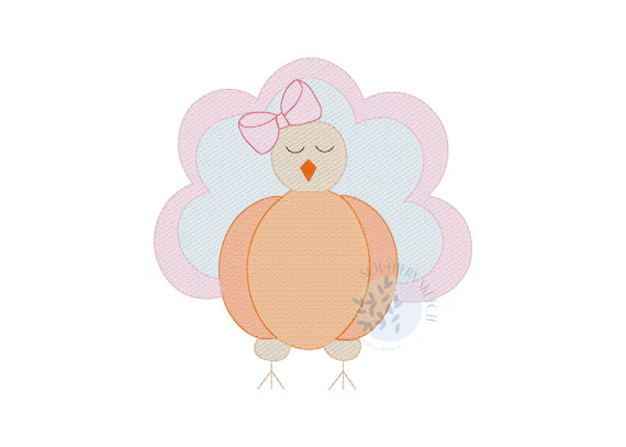 Thanksgiving Pumpkin Girl Bow Turkey Sketch Fill Light Fill - Etsy | Etsy (US)