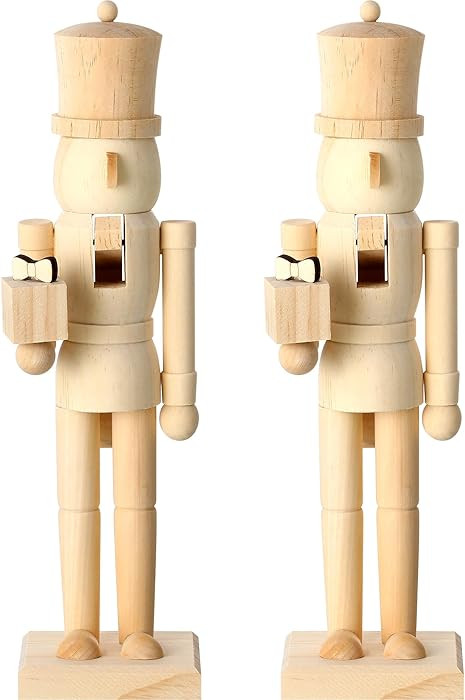 Soaoo 2 Pcs Large Christmas Wooden Unfinished Nutcrackers 12 Inch Nutcracker Figures Set Christma... | Amazon (US)