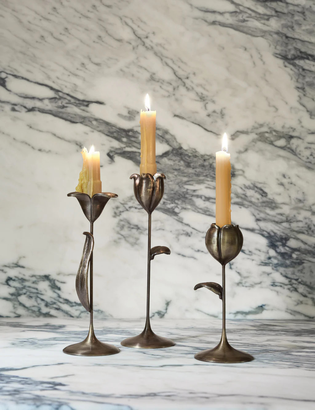 Olivia Floral Candlesticks (Set of 3) by Sarah Sherman Samuel | Lulu and Georgia 