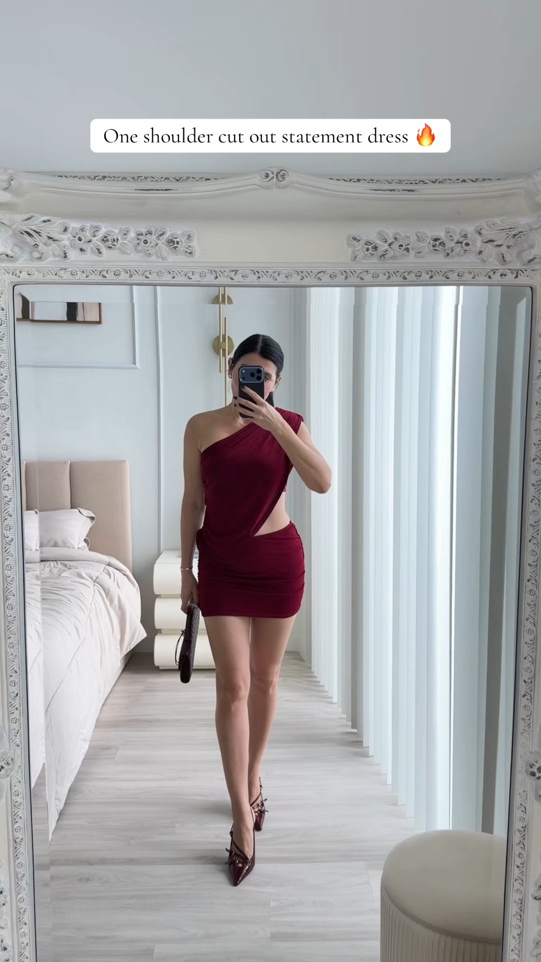 Burgundy one shoulder cut out mini dress 

#LTKFindsUnder50 #LTKHoliday #LTKootd