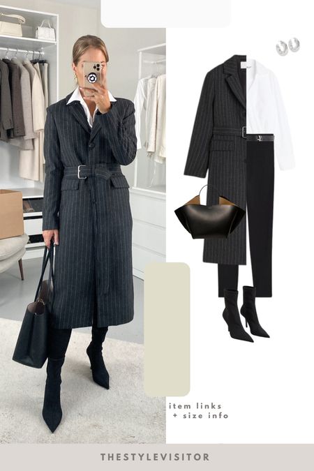 Read the size guide /size reviews to pick the right size. Leave a 🖤 to favorite this post and come back later to shop. 

outfit inspiration, autumn style, work outfit, H&M, wool blend coat, round toe leather boots, wrap shirt body, Mango, silver earrings, leather belt, medium Ann leather tote, Nordstrom. 

#LTKstyletip #LTKeurope #LTKSeasonal