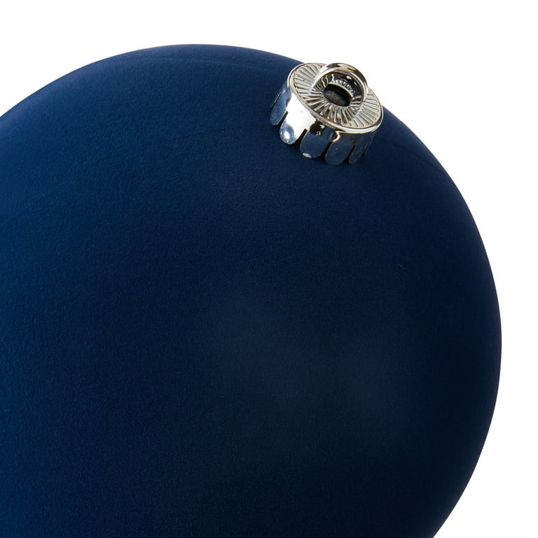 4-Count Navy Flocked Jumbo Shatterproof Christmas Ornaments, 5.9 in, by Holiday Time | Walmart (US)