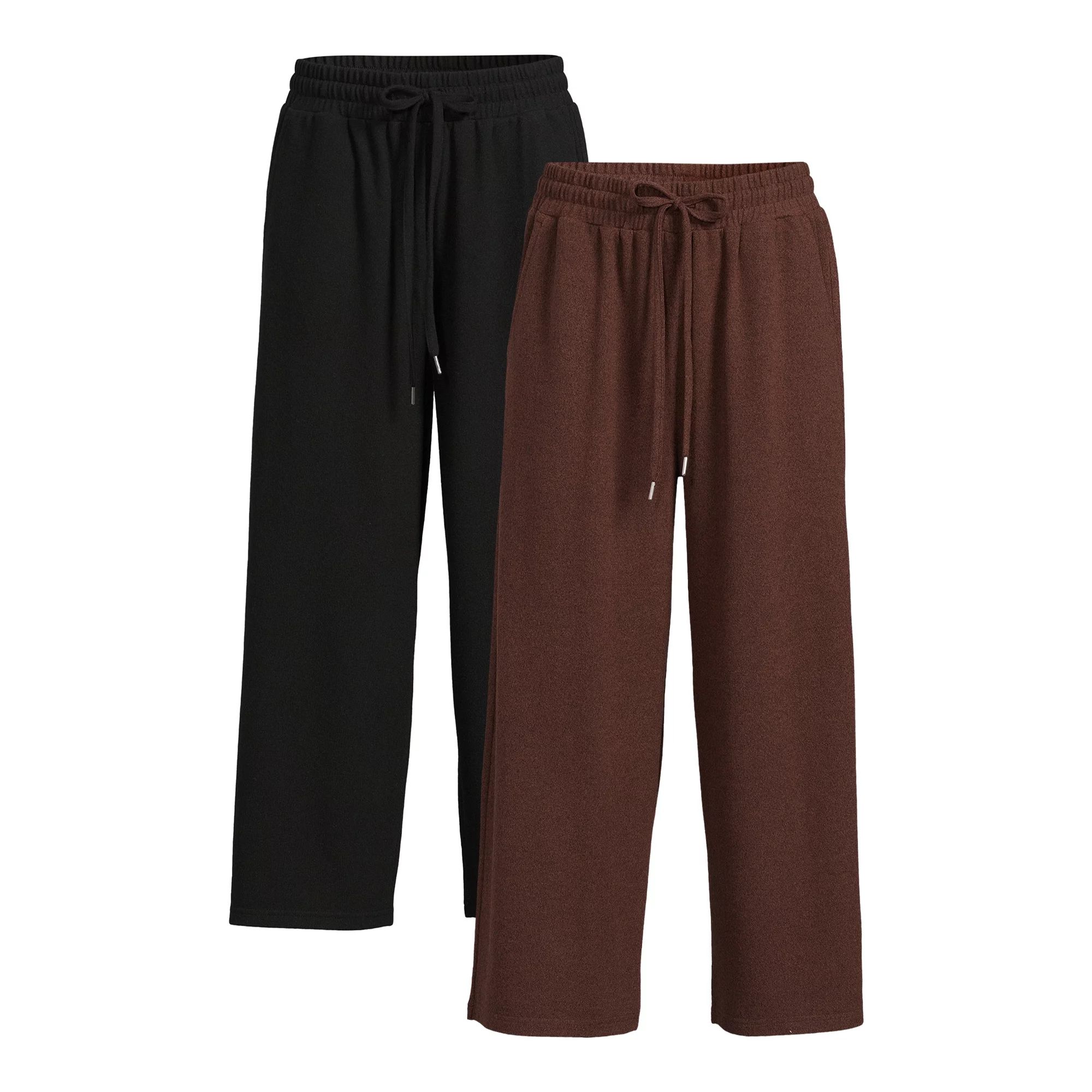 Time and Tru Women's Super Soft Hacci Cropped Wide-Leg Pants, 24” Inseam, 2-Pack, Sizes XS-XXL | Walmart (US)
