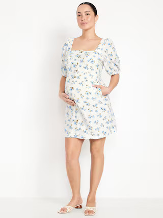 Maternity Puff-Sleeve Mini Dress | Old Navy (US)