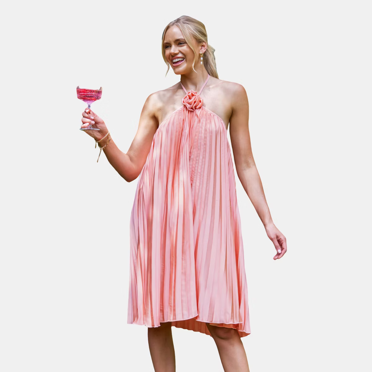 Women's Blushing Beauty Pleated Halter Wedding Guest Dress - Cupshe | Target