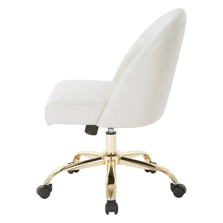 OSP Home Furnishings Mid Back Office Chair in Cream PU with Gold Finish Base | Walmart (US)
