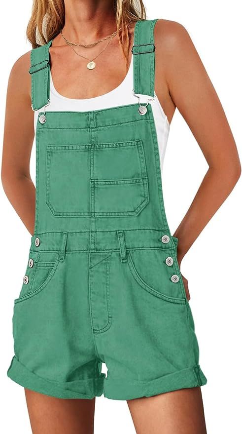 ReachMe Womens Casual Adjustable Bib Overalls Shorts Classic Cuffed Hem Shorts Romper Vintage Sho... | Amazon (US)