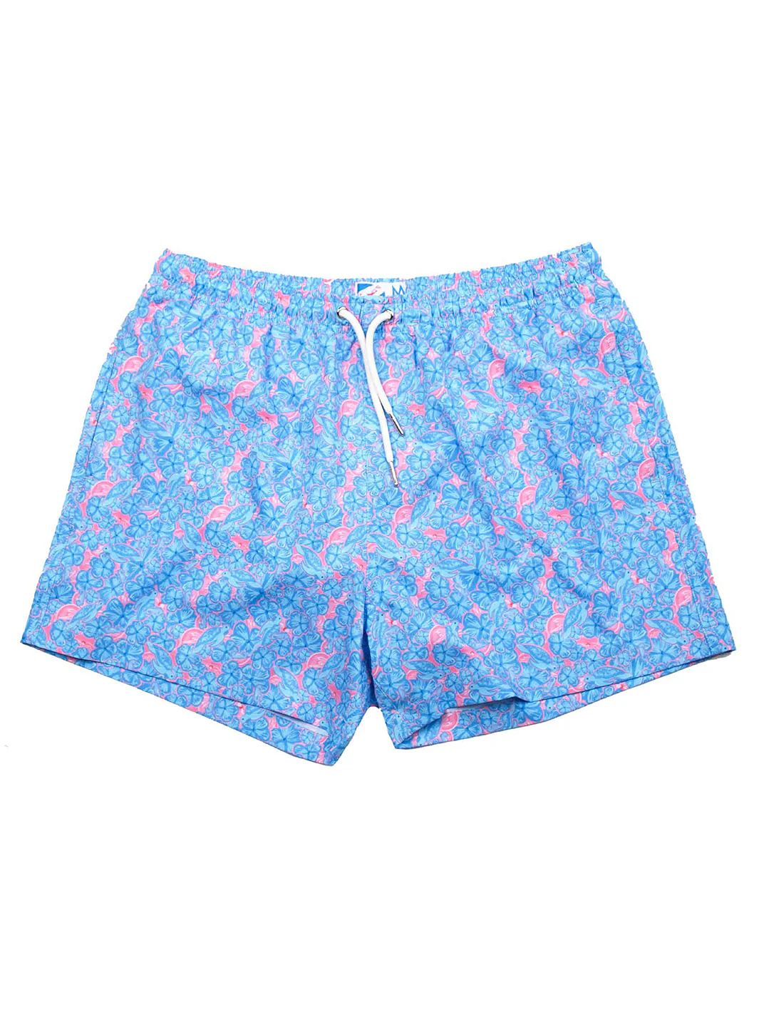 Bermies Men's Floral Print Cropped Swim Trunks in Blue XL Lord & Taylor | Lord & Taylor