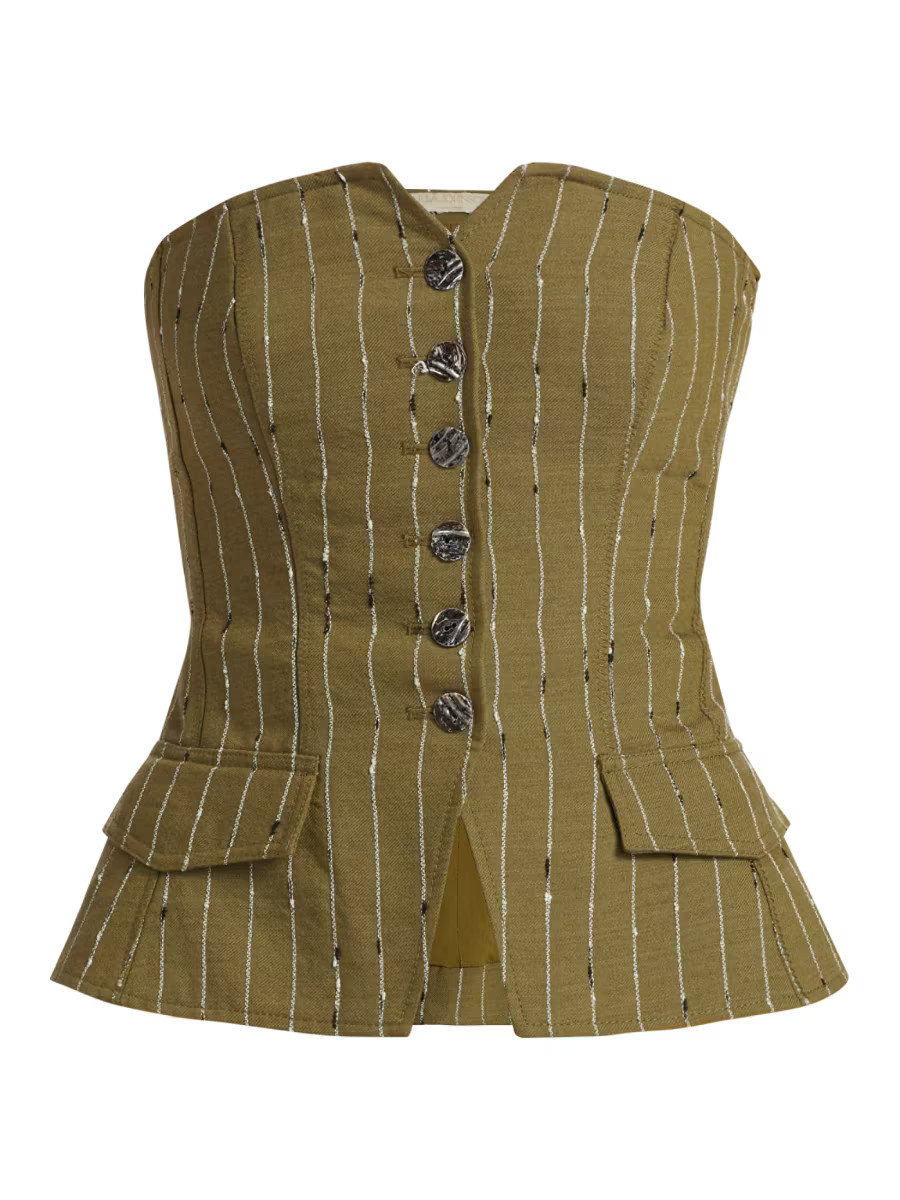 Shop Ulla Johnson Noemie Striped Wool-Blend Bustier Top | Saks Fifth Avenue | Saks Fifth Avenue