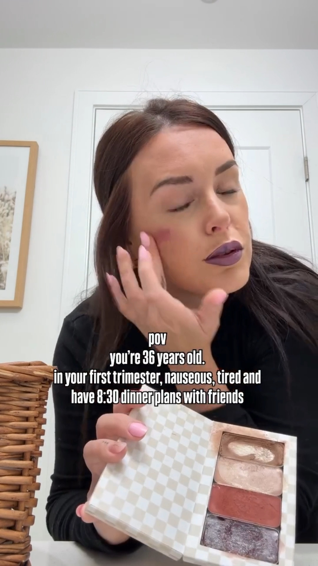 quick makeup for the win! Sound on to hear how out of breath I am 😂😩 8:30 plans are only happening because I had a 3 hour nap beforehand lol this first trimester is no joke lol 

Say “makeup” for details on my all in one cream makeup palette 
#easymakeup #mommakeup #firsttrimester #pregnant #relatable