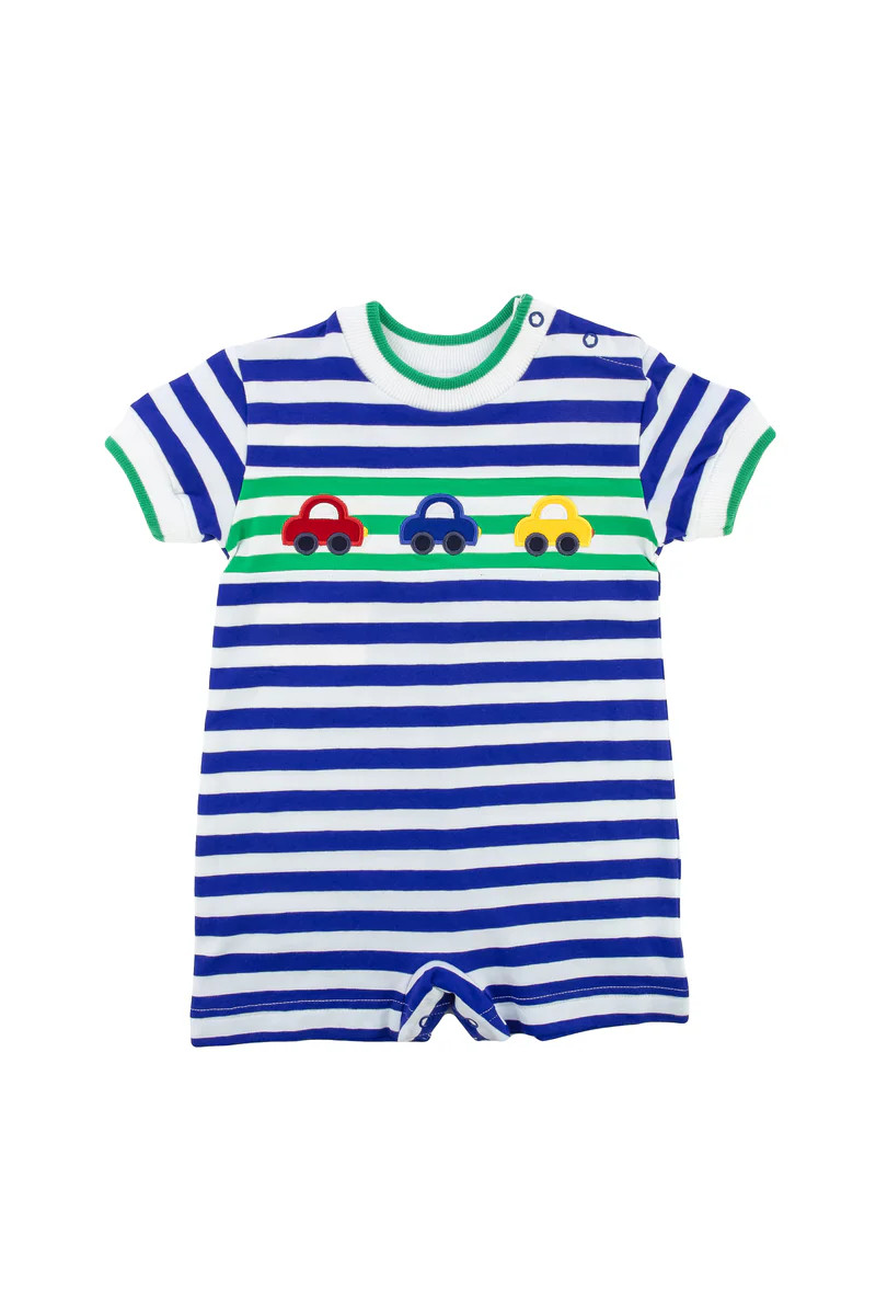 Stripe Knit Shortall With Cars | Florence Eiseman