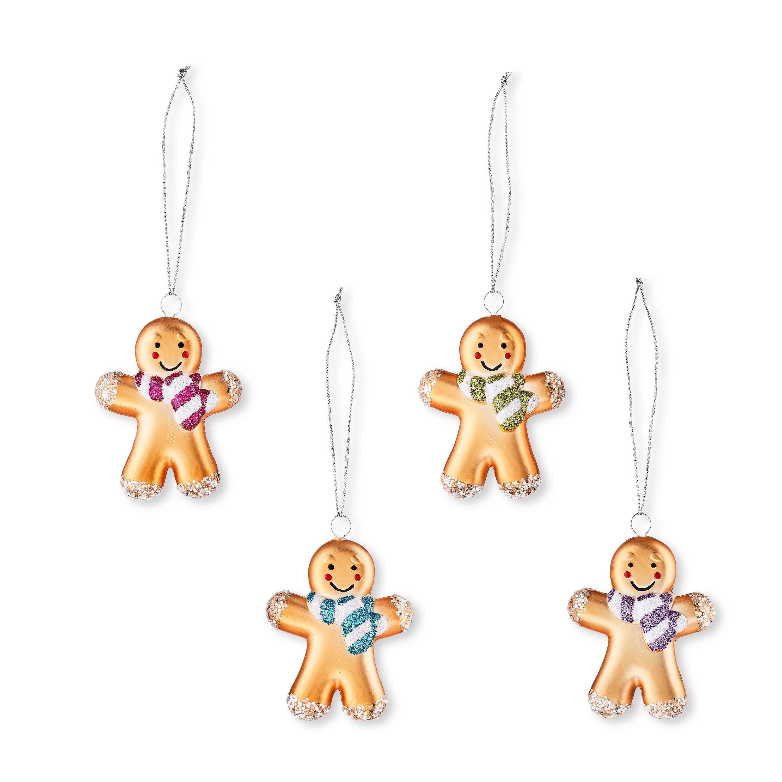 Gingerbread Man Mini Decorative Christmas Ornaments, Multicolor, 4 Count, by Holiday Time | Walmart (US)