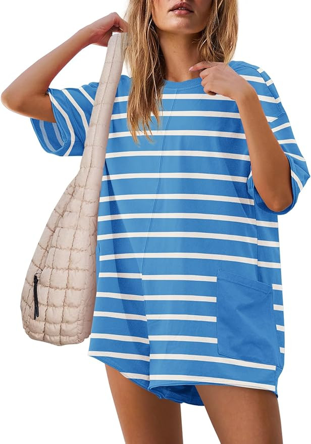 Yanekop Womens T Shirt Romper Casual Short Sleeve Oversized Romper Athletic Jumpsuit Hot Shot One... | Amazon (US)