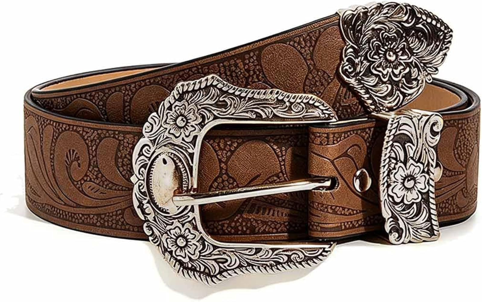 Yalice Western Belt for Women Brown Cowgirls Leather Belts with Buckle | Amazon (US)