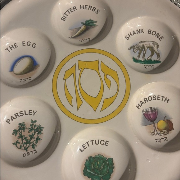 VTG Ceramic Seder Plate with Yellow Hebrew Design new in box | Poshmark