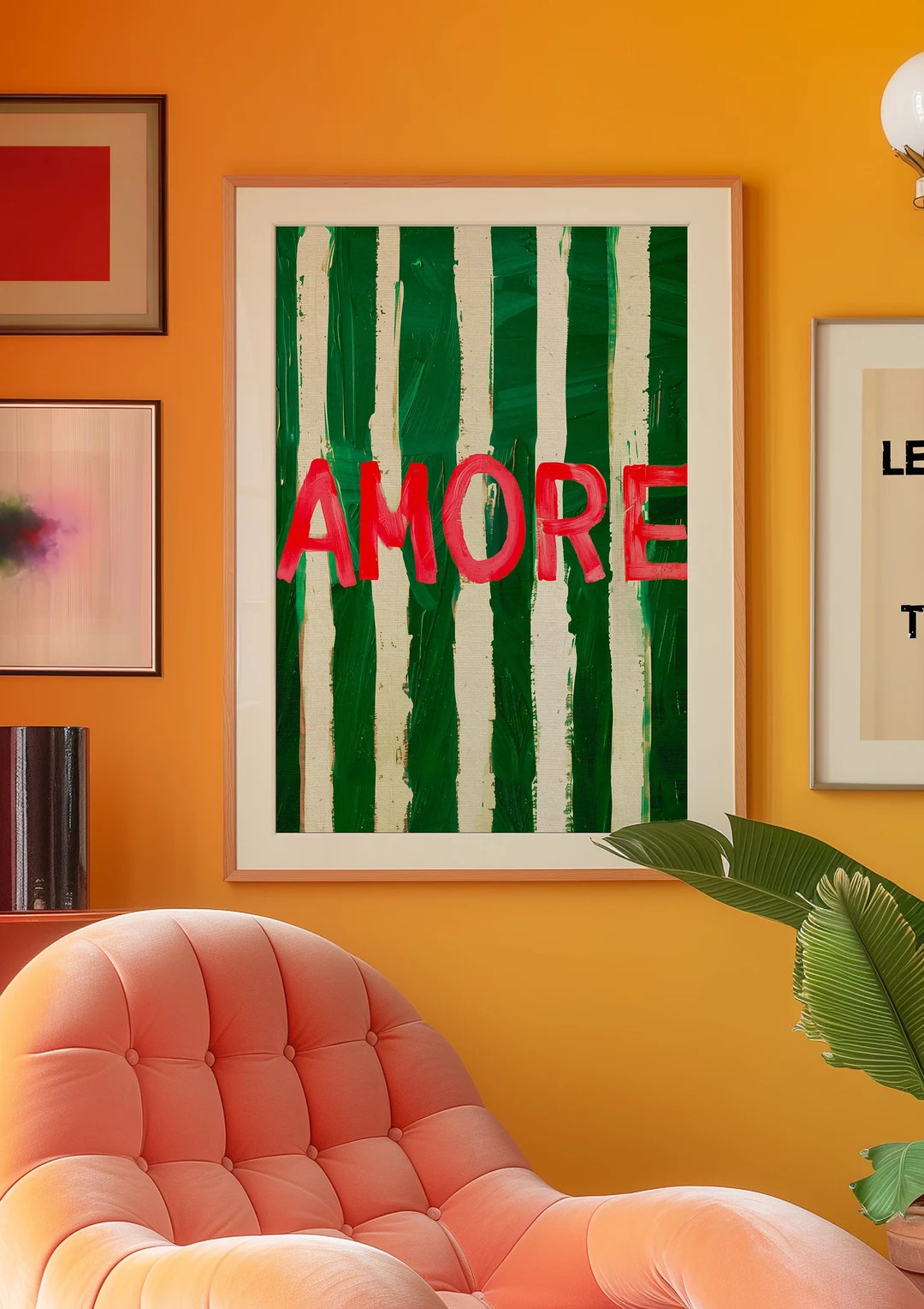 Amore Poster: Green Stripe Print, Eclectic Wall Art - Etsy | Etsy (US)