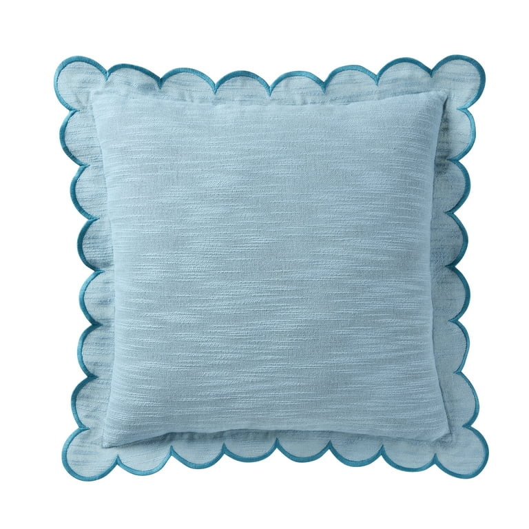 Home Decor Collection 19" x 19" Blue Scallop Flange Cotton-Rich Decorate Pillow | Walmart (US)