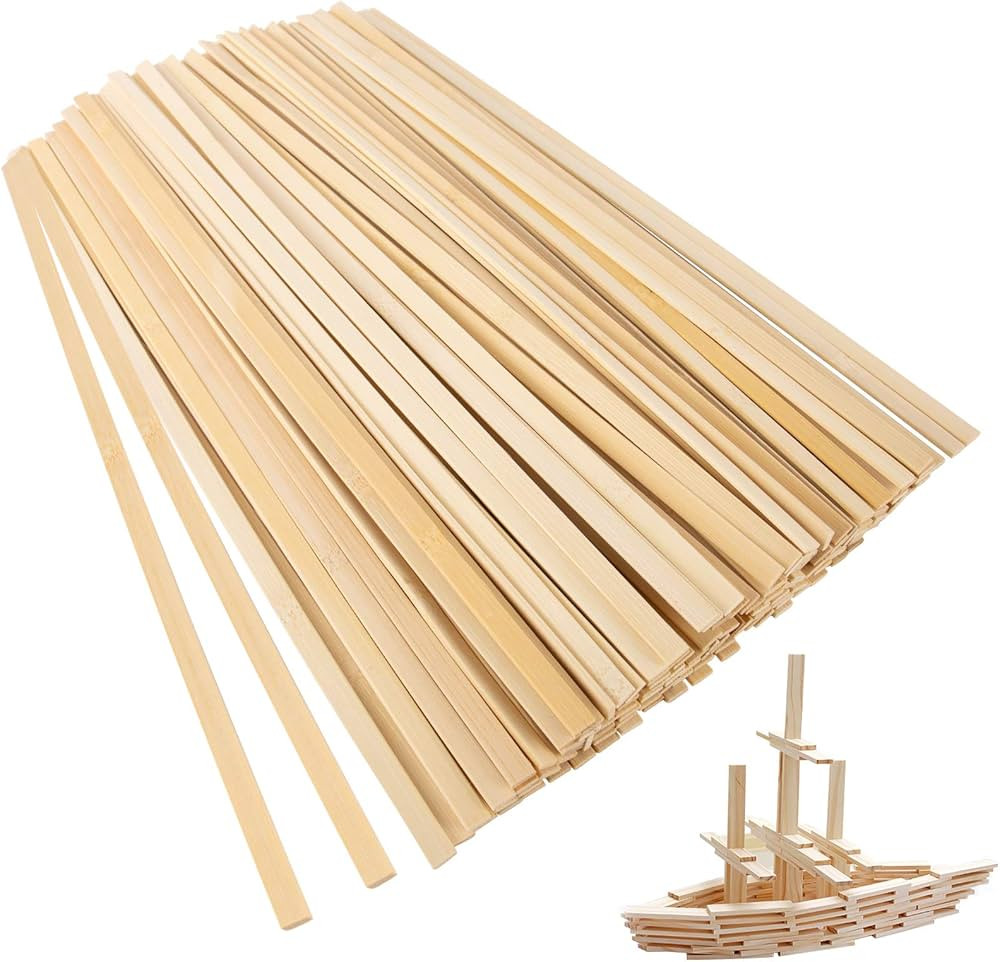 150 Pieces Natural Bamboo Sticks- Extra Long 15.7 Inch Wooden Crafts Sticks Stakes for Crafting A... | Amazon (US)