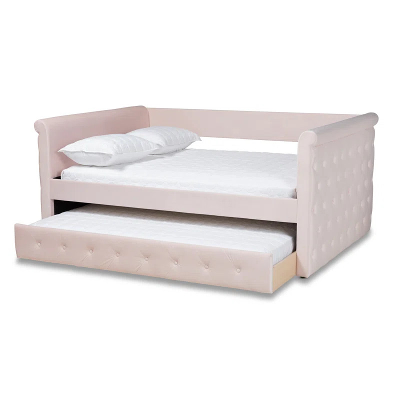 Cornell Modern and Contemporary Velvet Upholstered Daybed with Trundle | Wayfair North America