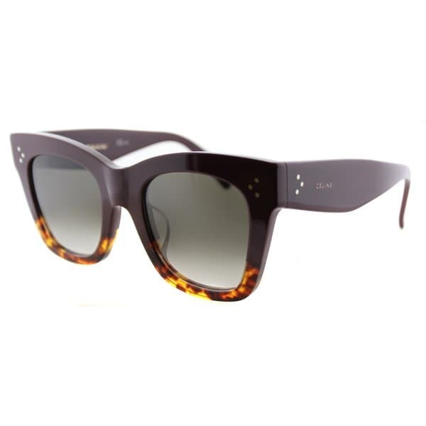 Celine CL 41098 /F/S Cathrine Small AEV Burgundy Havana Plastic Square Sunglasses Brown Gradient Lens | Bed Bath & Beyond