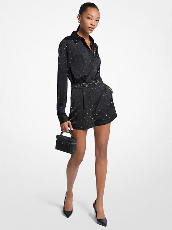 Studded Satin Romper | Michael Kors US