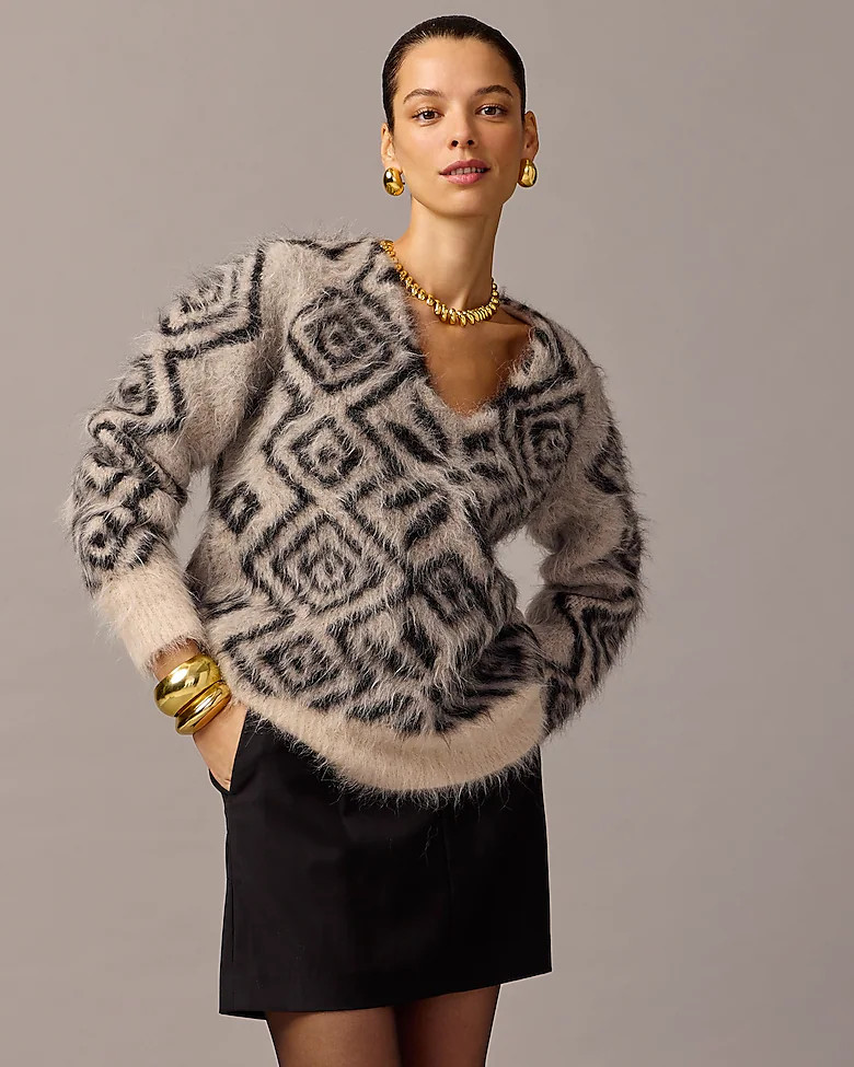 Collection snowflake V-neck sweater in brushed yarn | J. Crew US