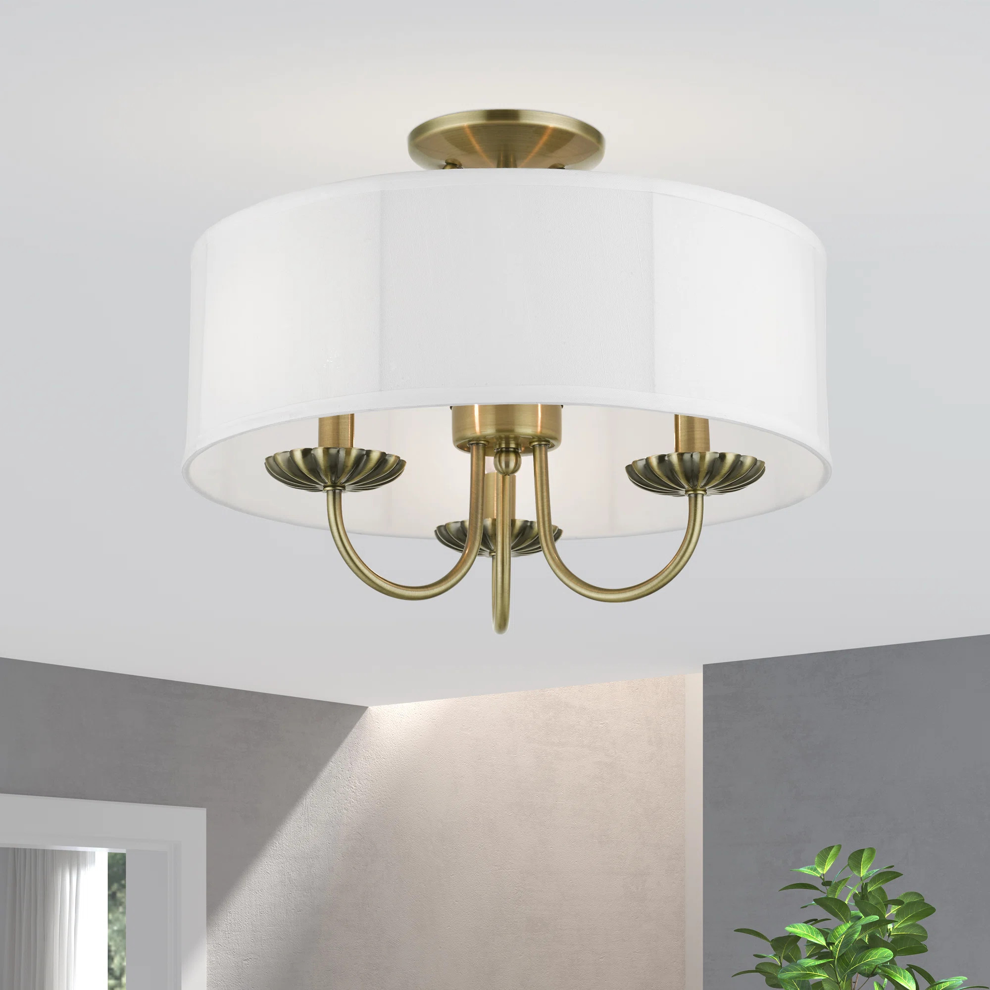 Lampert Linen Blend Semi Flush Mount | Wayfair North America