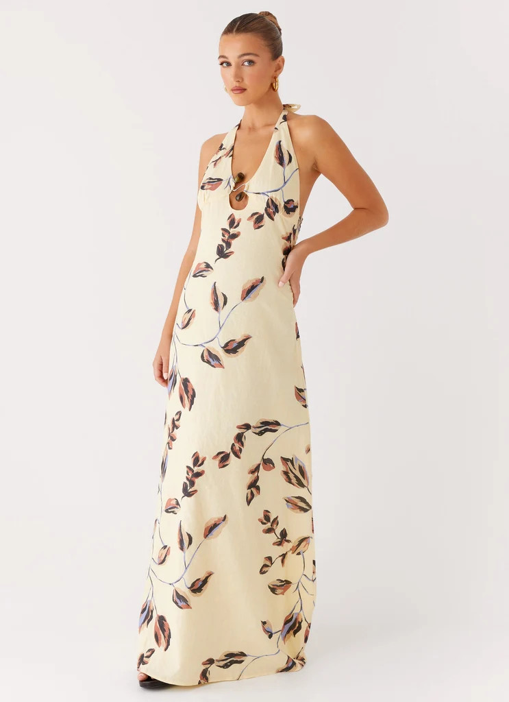 Elvina Halter Neck Maxi Dress - Buttercream Bliss | Peppermayo (Global)