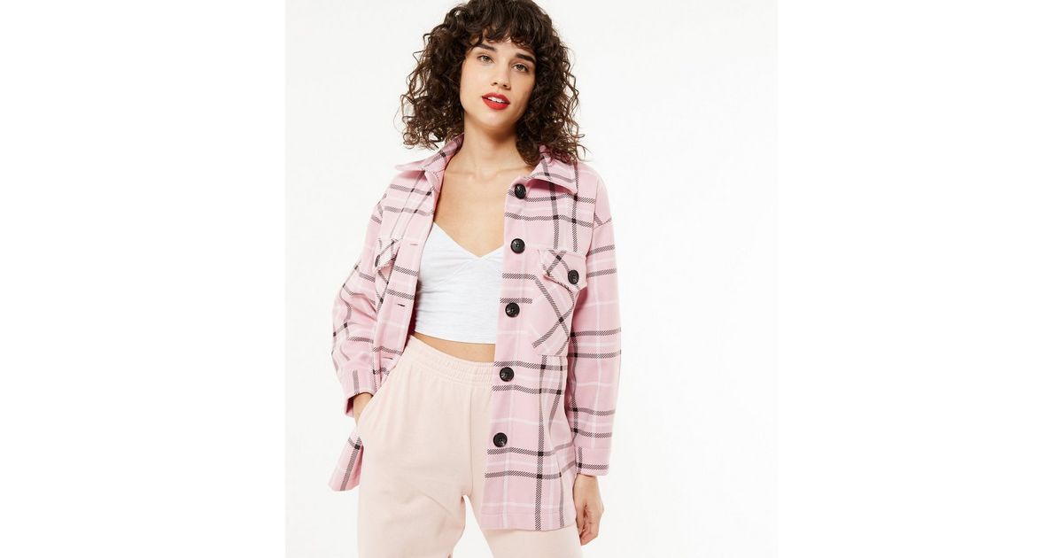 Cameo Rose Pink Check Pocket Shacket
						
						Add to Saved Items
						Remove from Saved Item... | New Look (UK)