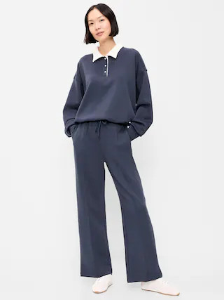 Mid-Rise Dynamic Fleece Textured Wide-Leg Sweatpants | Old Navy (US)