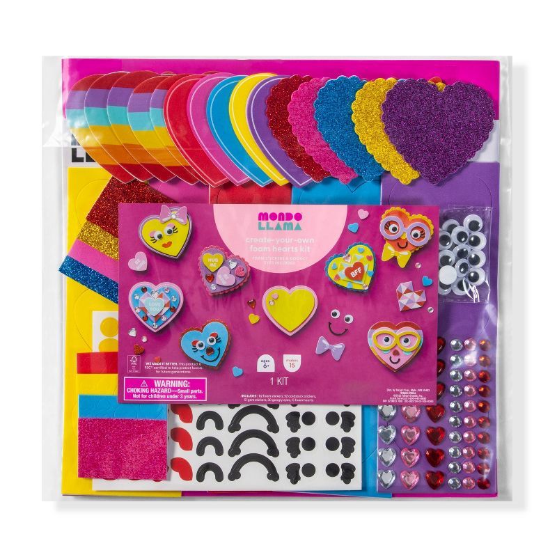 15pc Valentine's Day Create-Your-Own Foam Hearts Kit - Mondo Llama™ | Target
