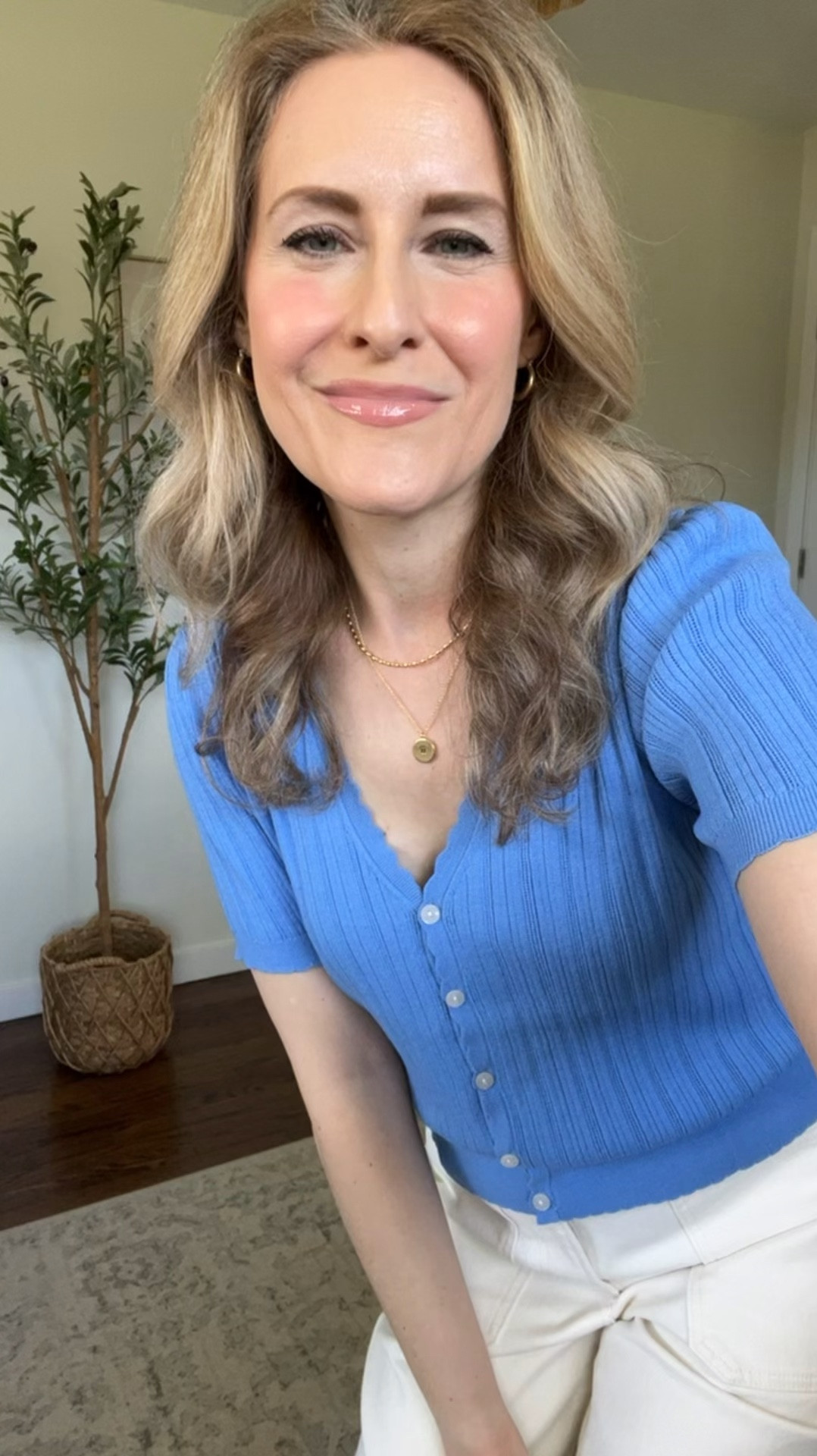 Beautiful short sleeve cardigan sweater on Walmart, fit is true to size, I’m a small. The vneck is pretty low just fyi. 

Polished casual work outfit

#LTKOver40