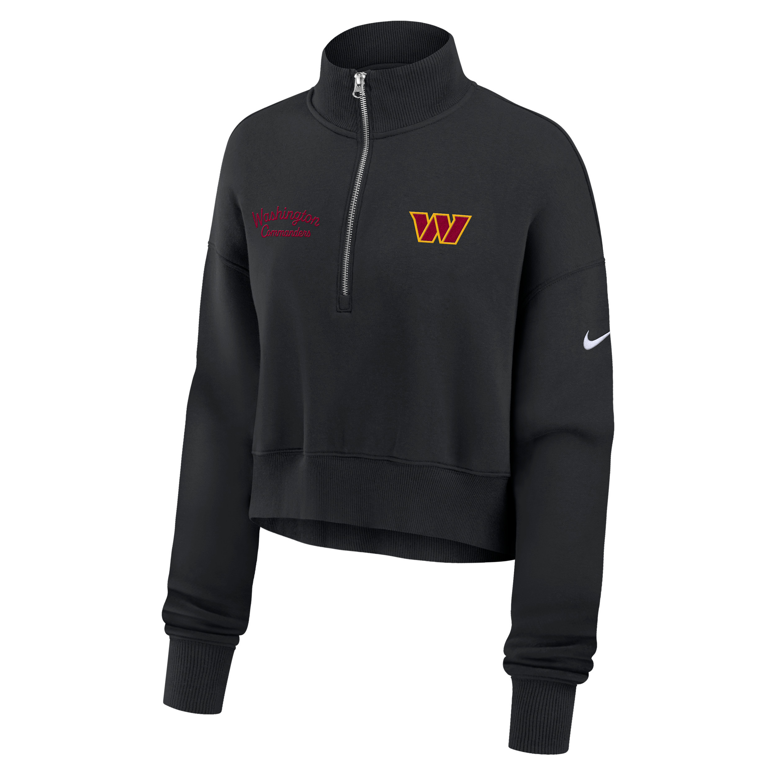 Washington Commanders Phoenix Nike Women's NFL Cropped 1/4-Zip Crew in Black | 01N900A9E-DJR | Nike (US)