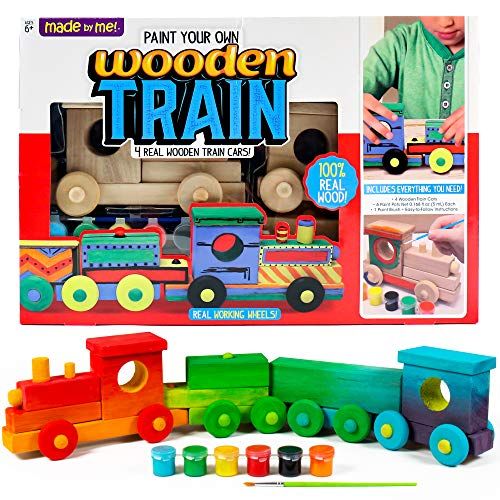 Amazon.com: Made By Me Build & Paint Your Own Wooden Train, DIY Wood Trains Craft, Easy To Assemb... | Amazon (US)