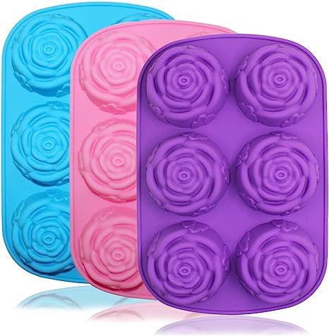 SENHAI Large Rose Flower Silicone Tray for Cake Bread Pudding Chocolate Muffin Soap, 6-Cavity 3D ... | Amazon (US)