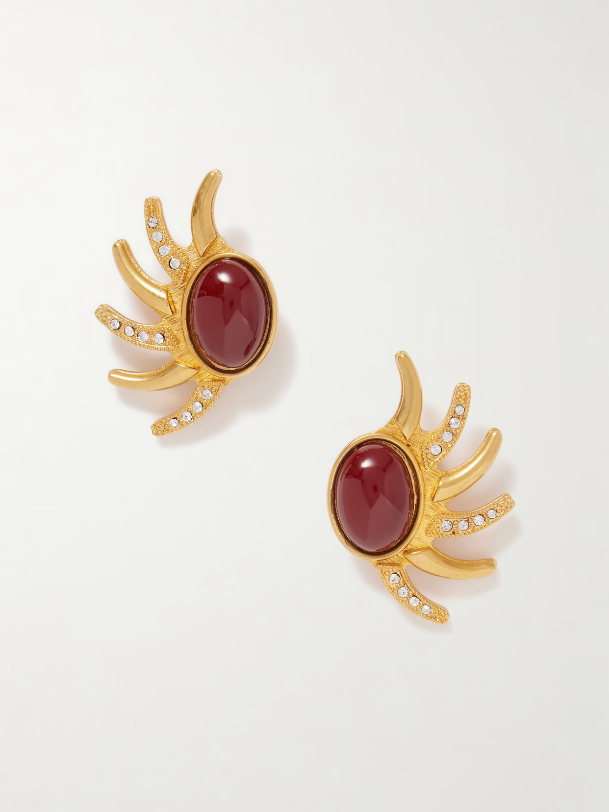 Sonia Petroff - Sun Half Gold-plated Swarovski Crystal Clip Earings - Red | NET-A-PORTER (UK & EU)